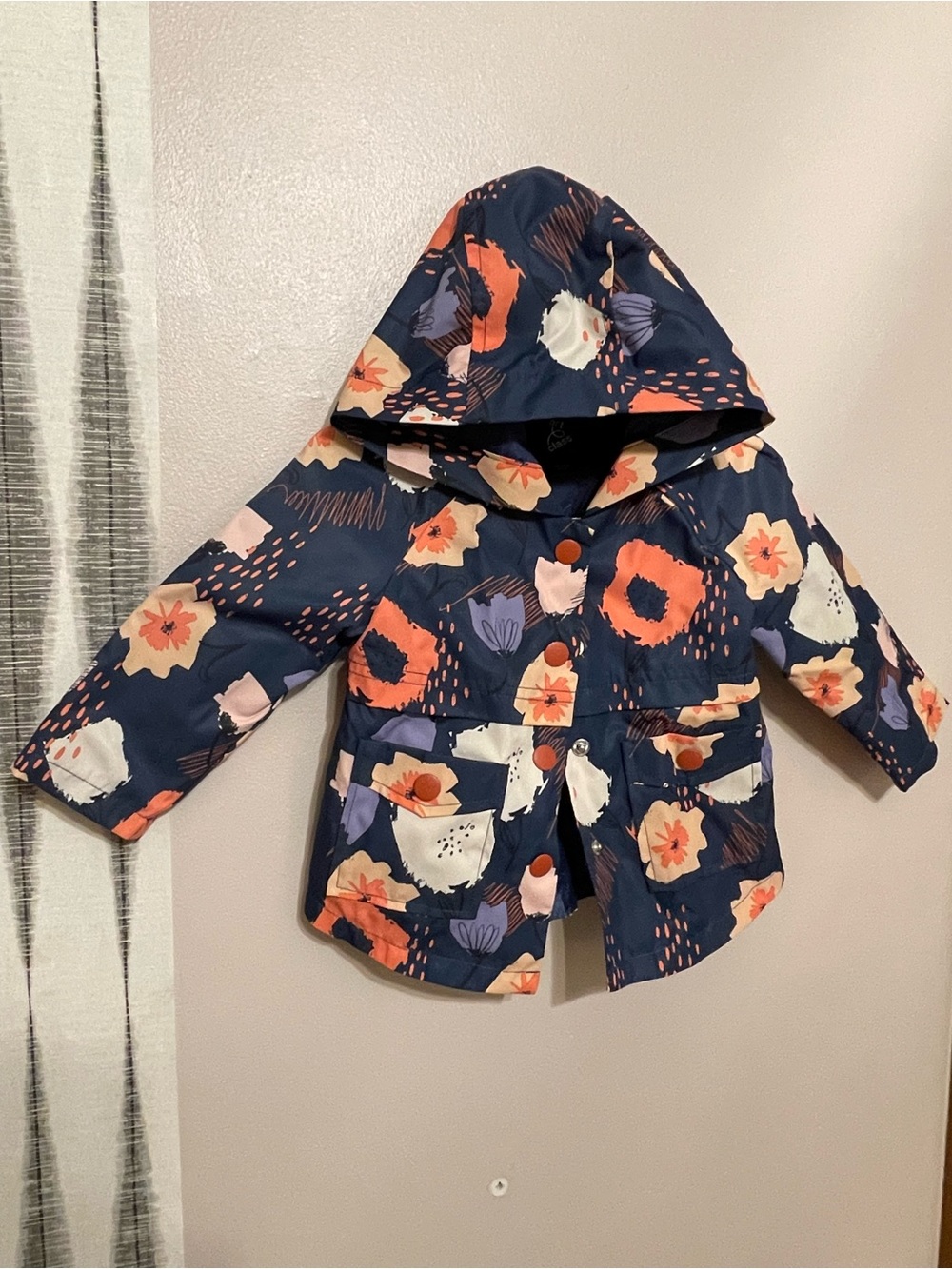 Art Class Girls' Navy Floral Hooded Raincoat